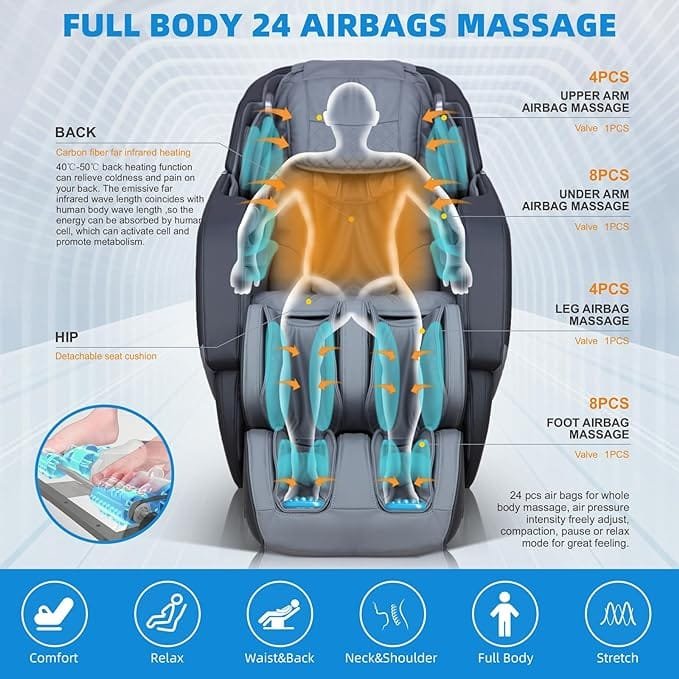RelaxRelife Sillón de masaje, sillas de masaje de cuerpo entero con cero gravedad 3D masaje