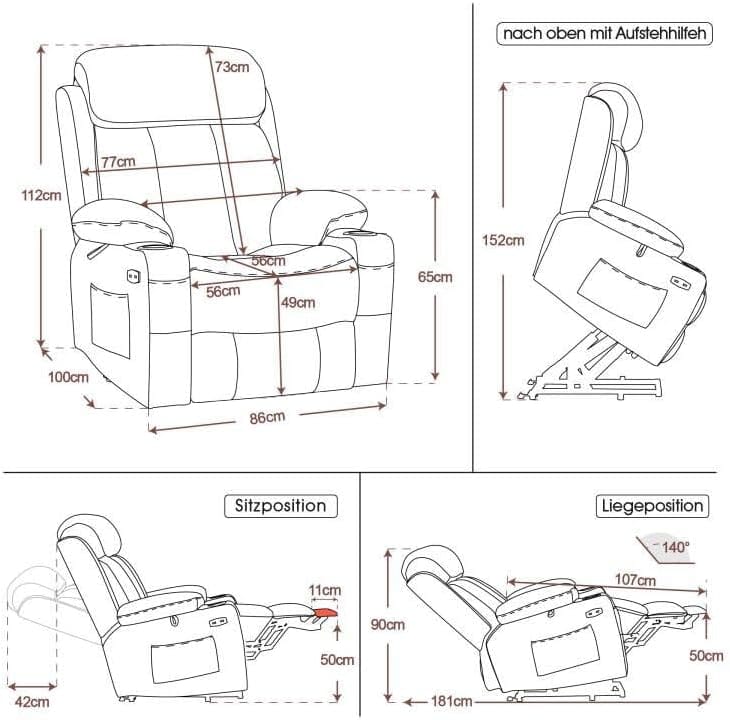 MCombo Sillón de Relax de Piel: